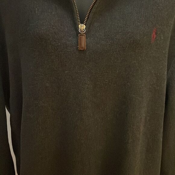 Large Ralph Lauren Blue Label black long sleeve 1/4 zip pullover sweater - Picture 3 of 16